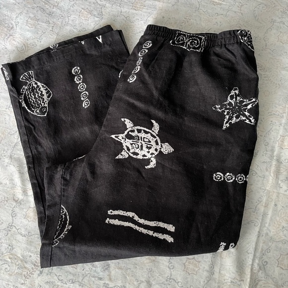 Black and White Straight Leg Pants with Nautical Print - Picture 11 of 11